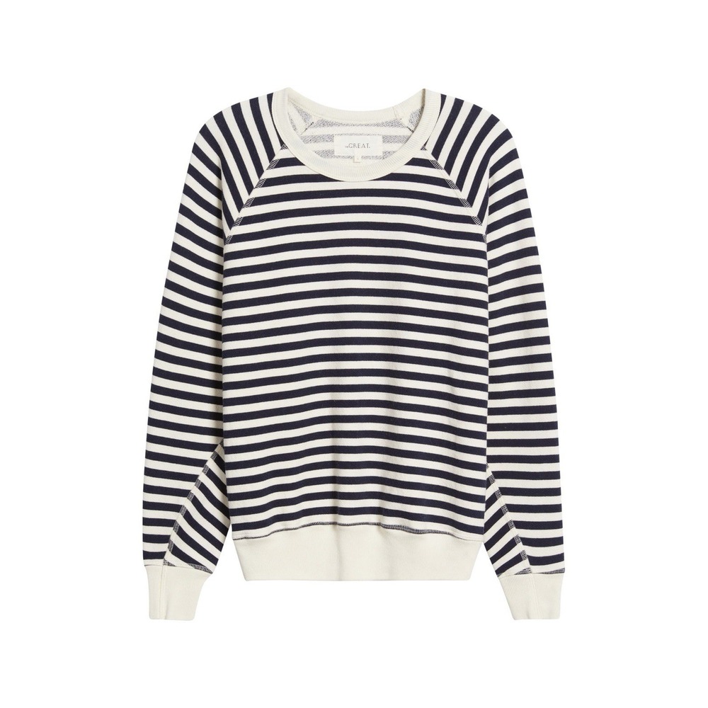 THE GREAT. The College Sweatshirt Striped Navy Sailer Size 3 Large